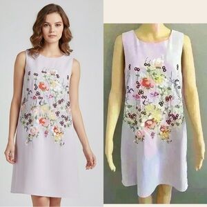 Tristan Floral Embroidery Boho Artsy Feminine Sleeveless A Line Midi Dress Small